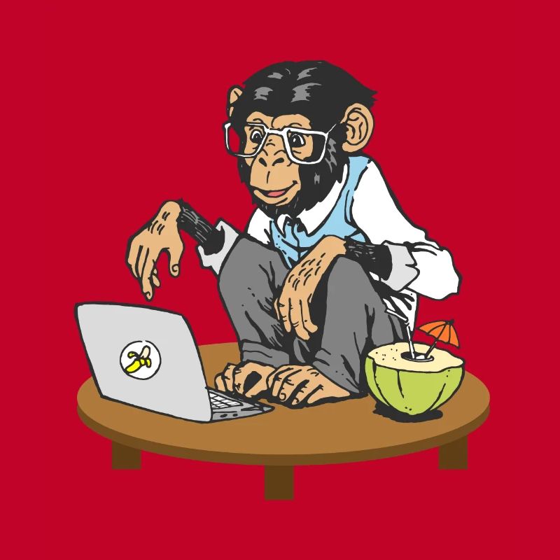 Singe devant l'ordinateur portable