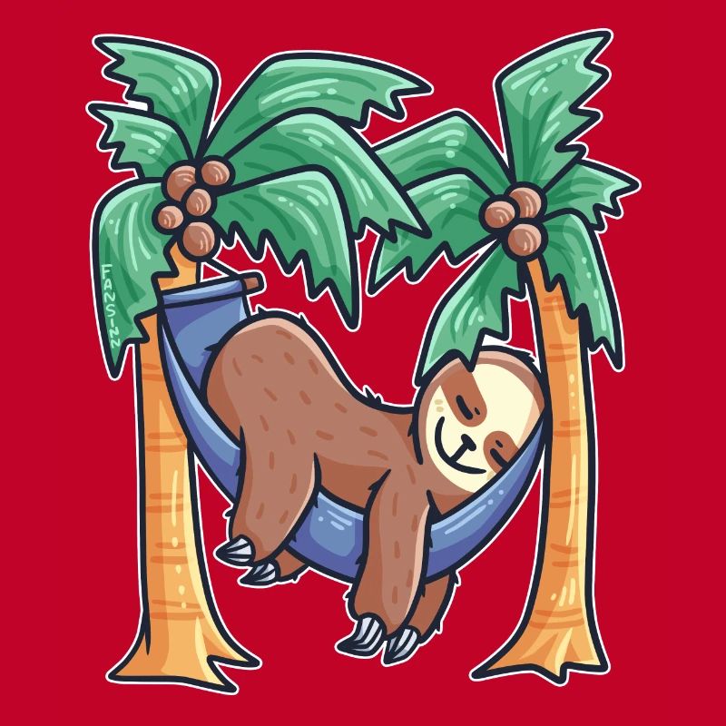 sleeping sloth in the hammock on palm trees
