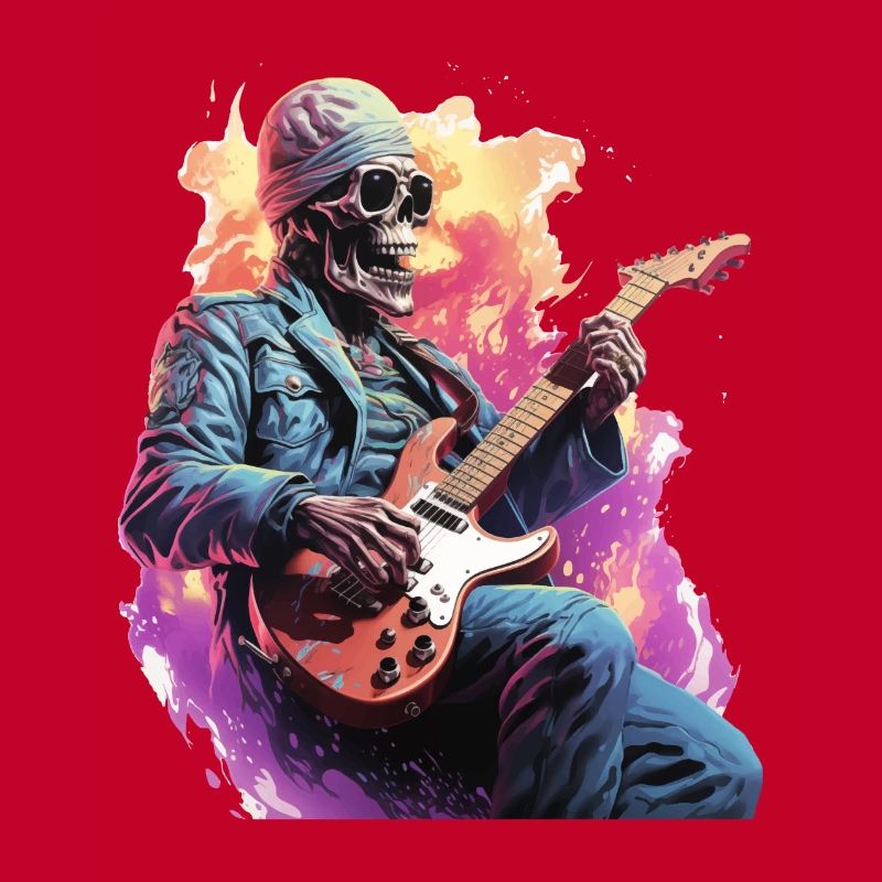 Skelett spielt E Gitarre