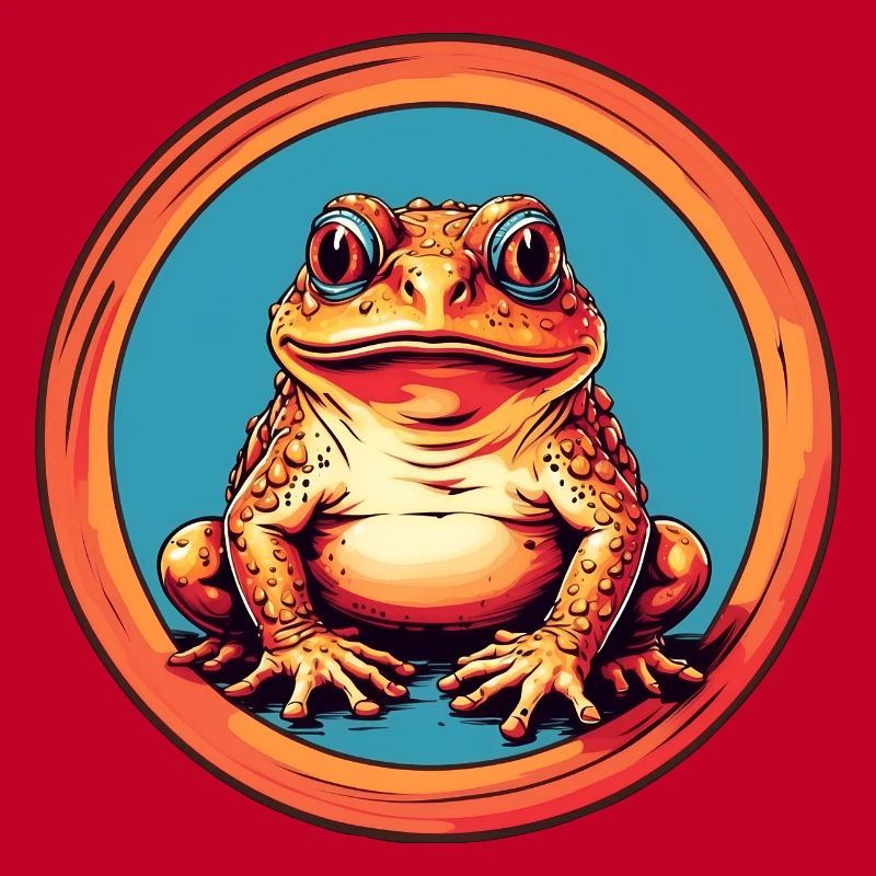 Grenouille avec casquette sur des éclaboussures de couleur