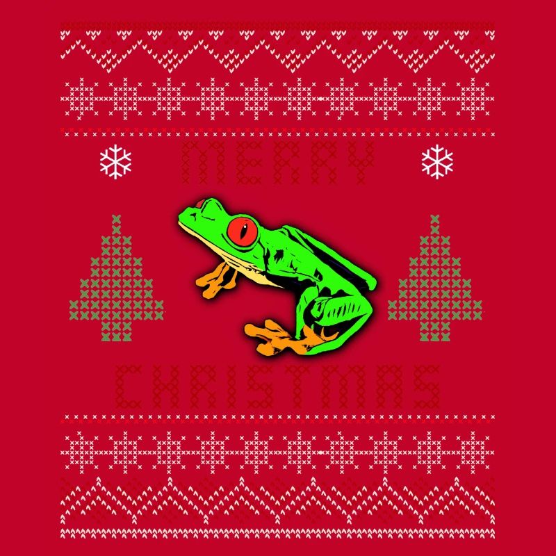 Rotäugiger Baumfrosch Hässlicher Weihnachtspullover Design