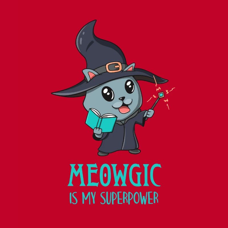 Cute Wizard Kitten Magic Funny Gamer