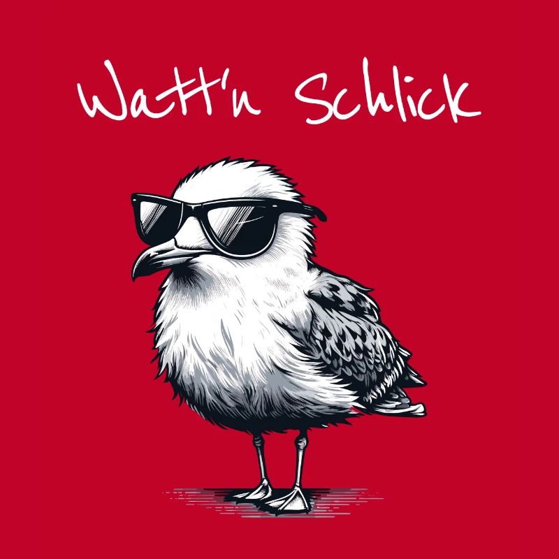 Watt'n Schlick Lustige Wattwanderung Möwe Spruch