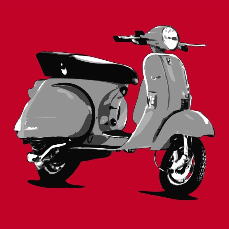 Oldtimer Roller Comic-Style (sw)