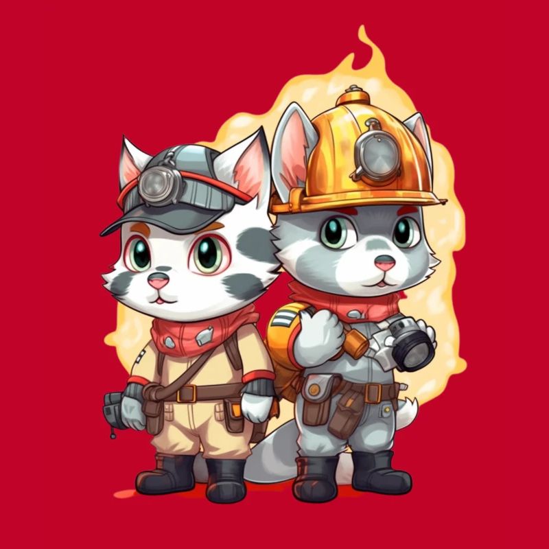 Pompier, chats mignons