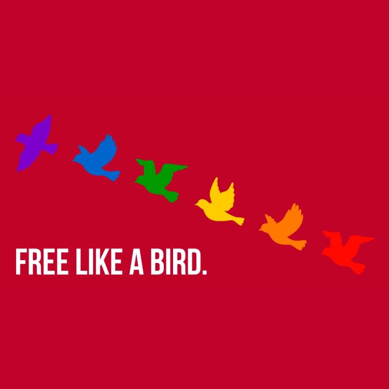 Libre comme un oiseau, aux couleurs de l’arc-en-ciel - Blanc