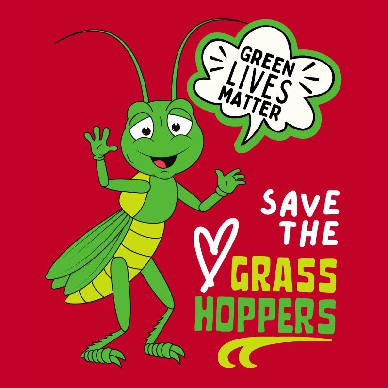 Comic grasshopper, funny saying locust