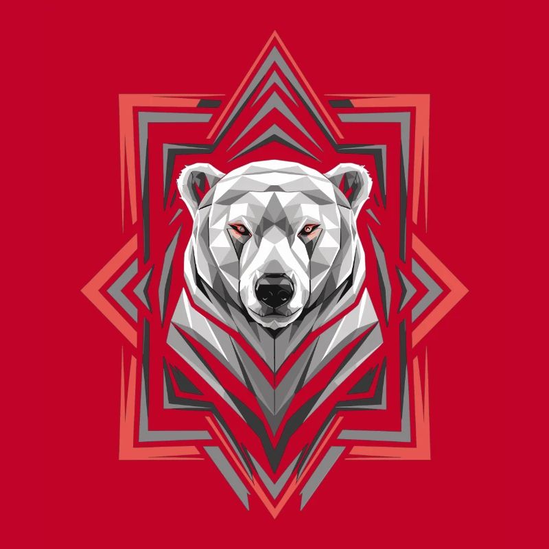 Geometric Polar Bear Head Artwork