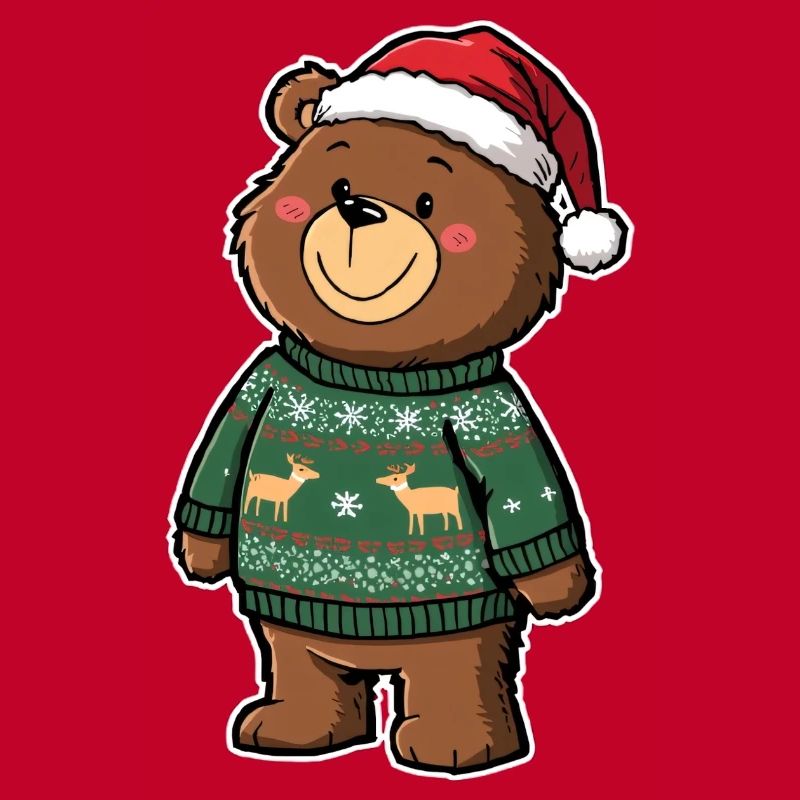 Niedlicher Bär mit Weihnachtspullover