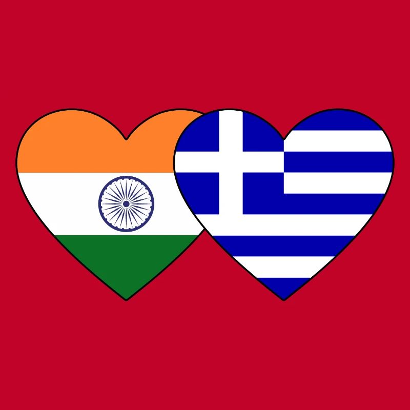 Inde Grèce Drapeau Coeur