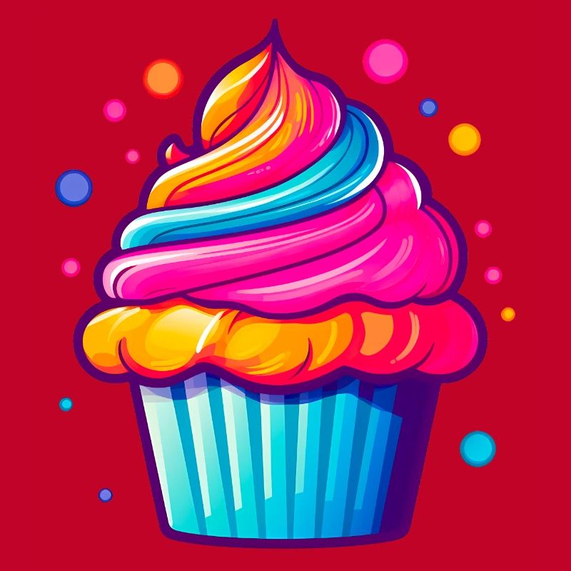 Rainbow cupcake with bubbles