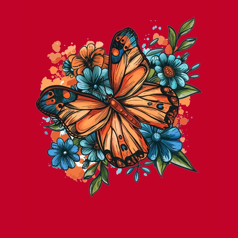 Papillon avec des fleurs