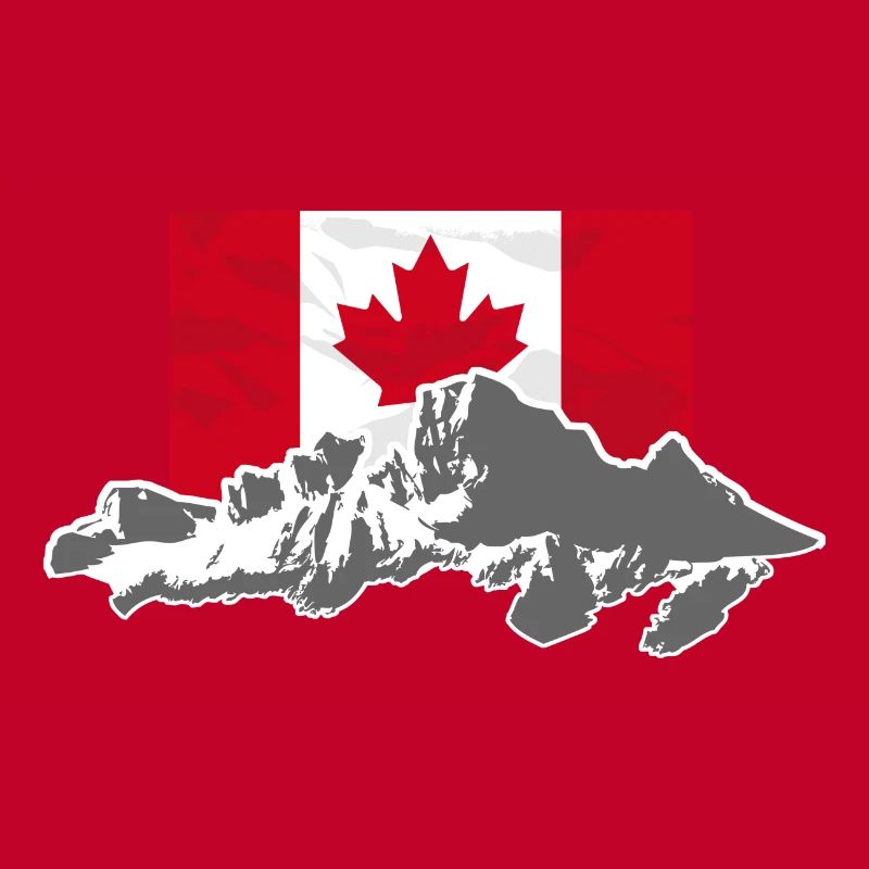 Canada - Maple Leaf- Mountains & Flag