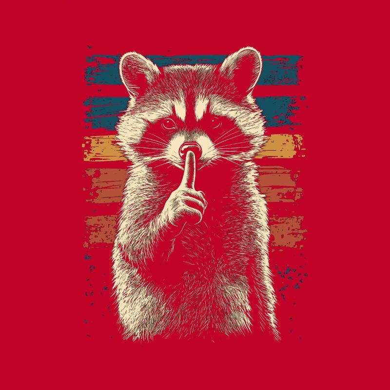 raton laveur avec le doigt devant sa bouche