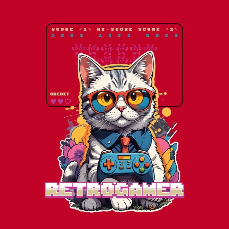 Retro Gaming Cat: Retrogamer with Controller