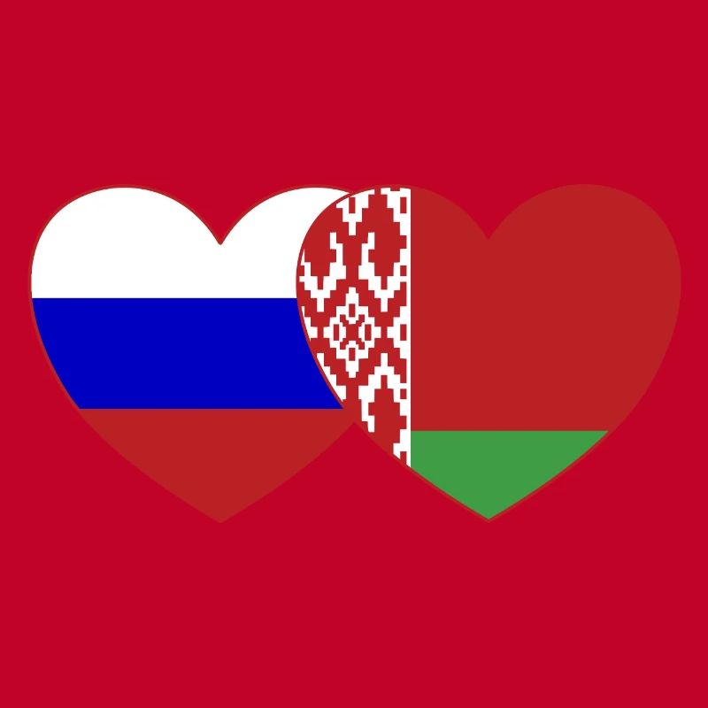 Russie Biélorussie Drapeau Cœur