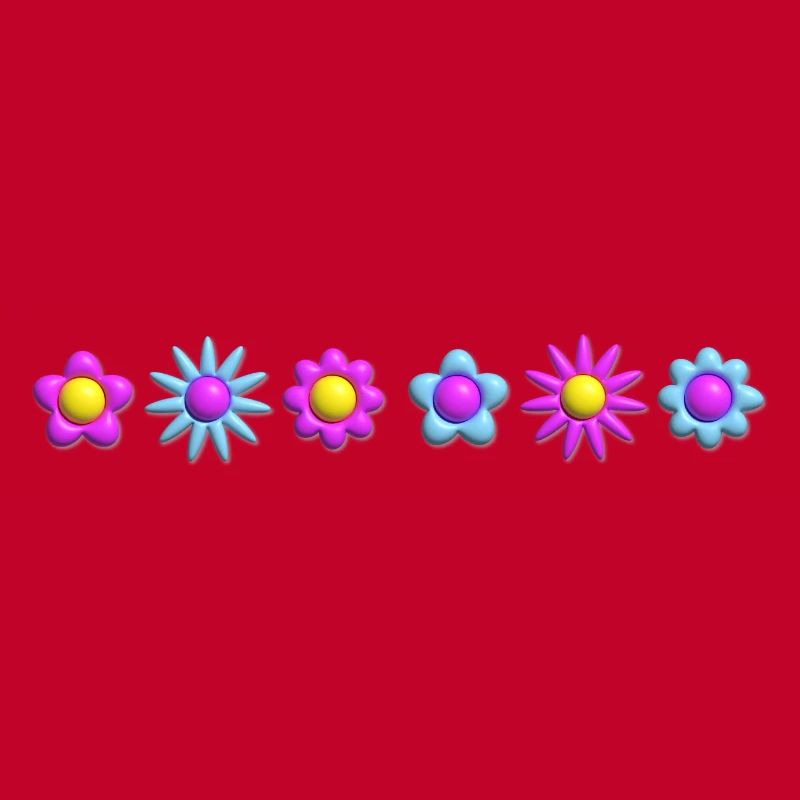 Fleurs en fleurs en rangée 3D