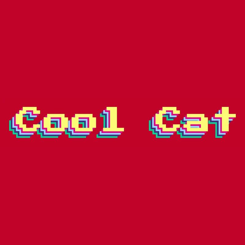 Cool Cat 90er Design Bunt 3D Pixel Art