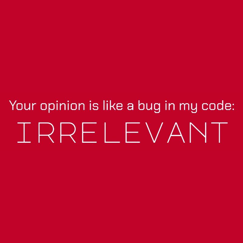 Votre avis est comme un bug dans mon code : non pertinent