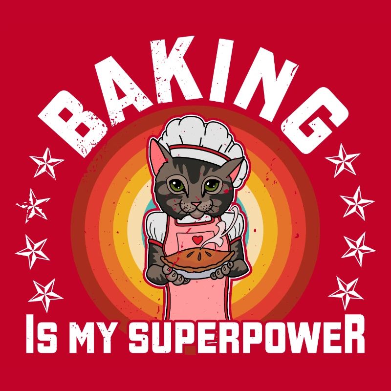 Bäcker Katze Kuchen Essen Backen Hobby Spruch