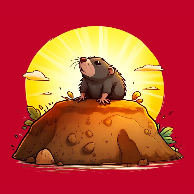 Funny mole on his hill