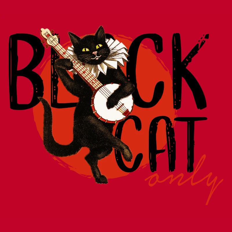 Chat noir. Chat noir rétro.