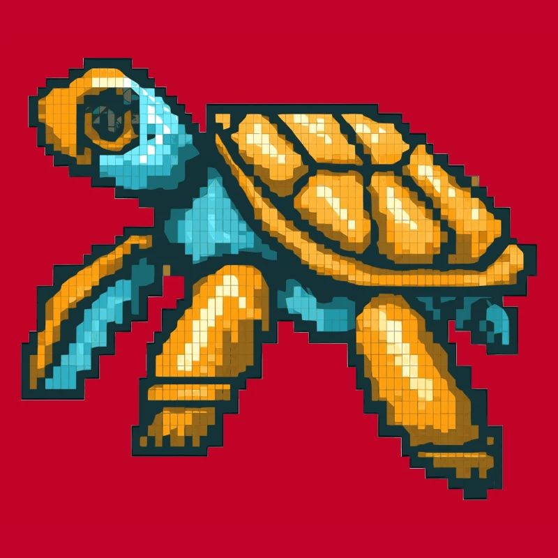 Pixel turtle in nostalgic 8 bit style