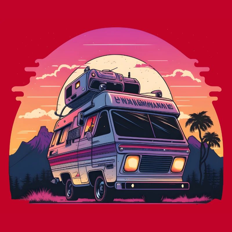 Synthwave Camper sunset