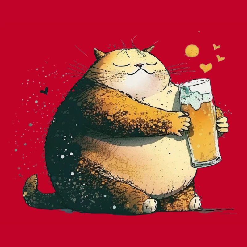 Chat satisfait avec de la bière