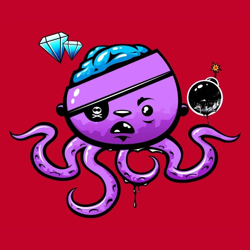 Pieuvre pirate avec bombe