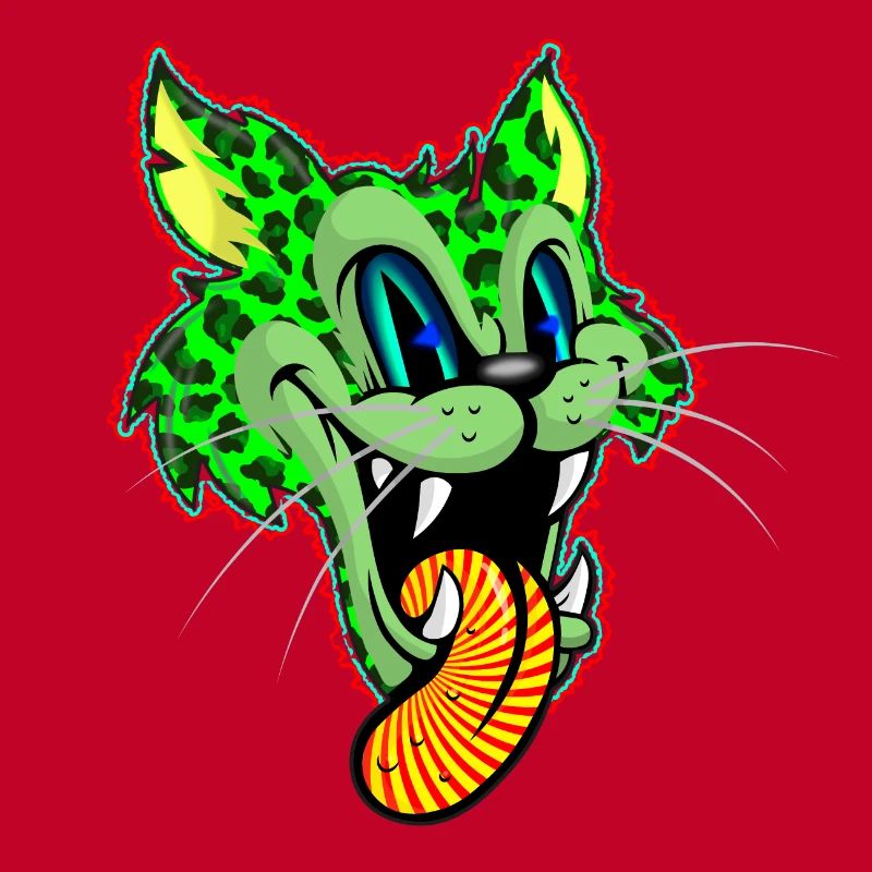Leopard Green Comic Psychédélique