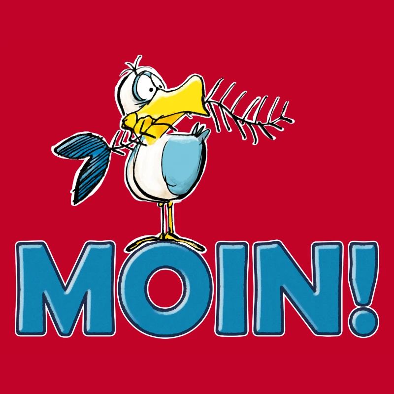 lustige Moin Möwe mit Gräte
