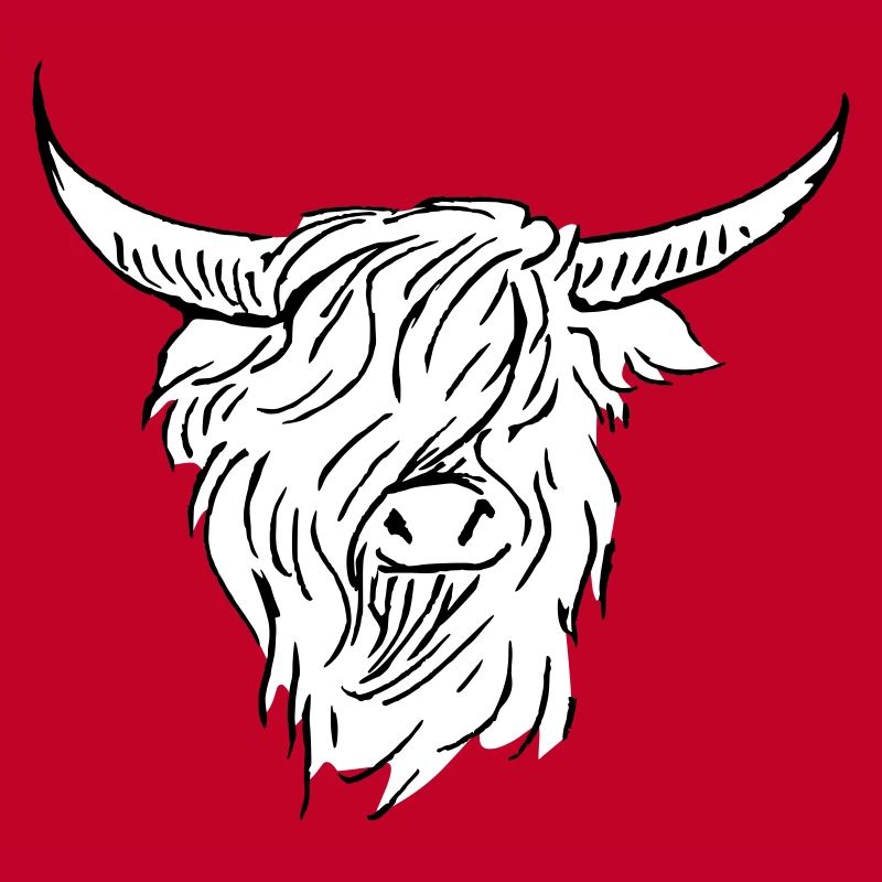 dessin au trait blanc noir highlander écossais