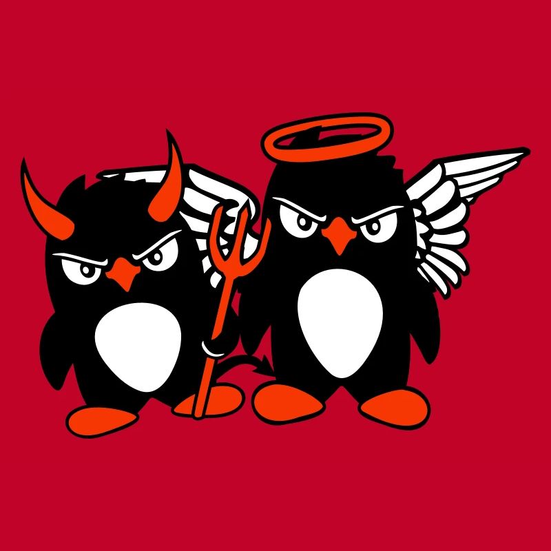 2 Penguins Angel Devil Evil Good Sky Hell Cool