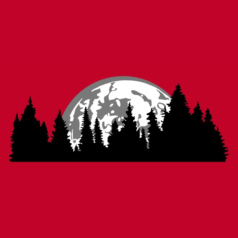 moon night full moon setting tree forest conifer