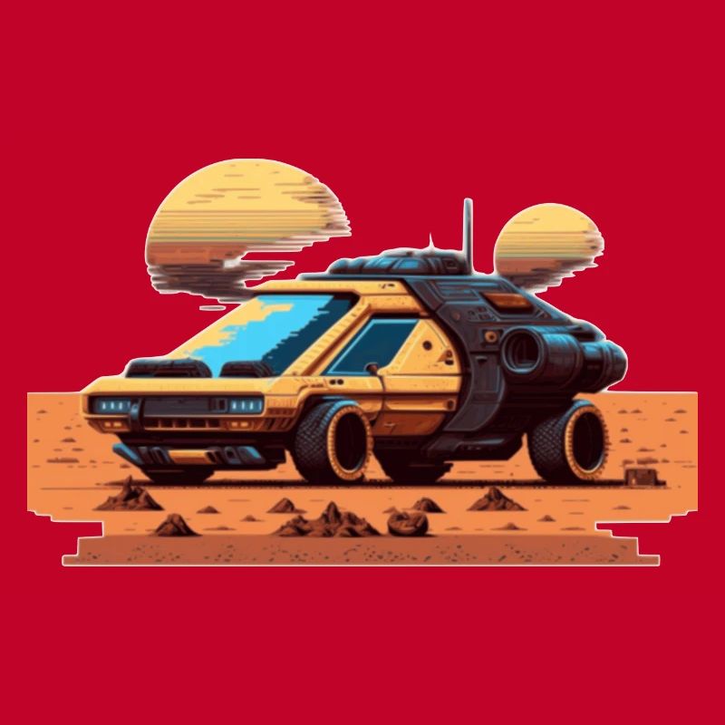Car on Mars dans un look de jeu vidéo rétro 8 bits