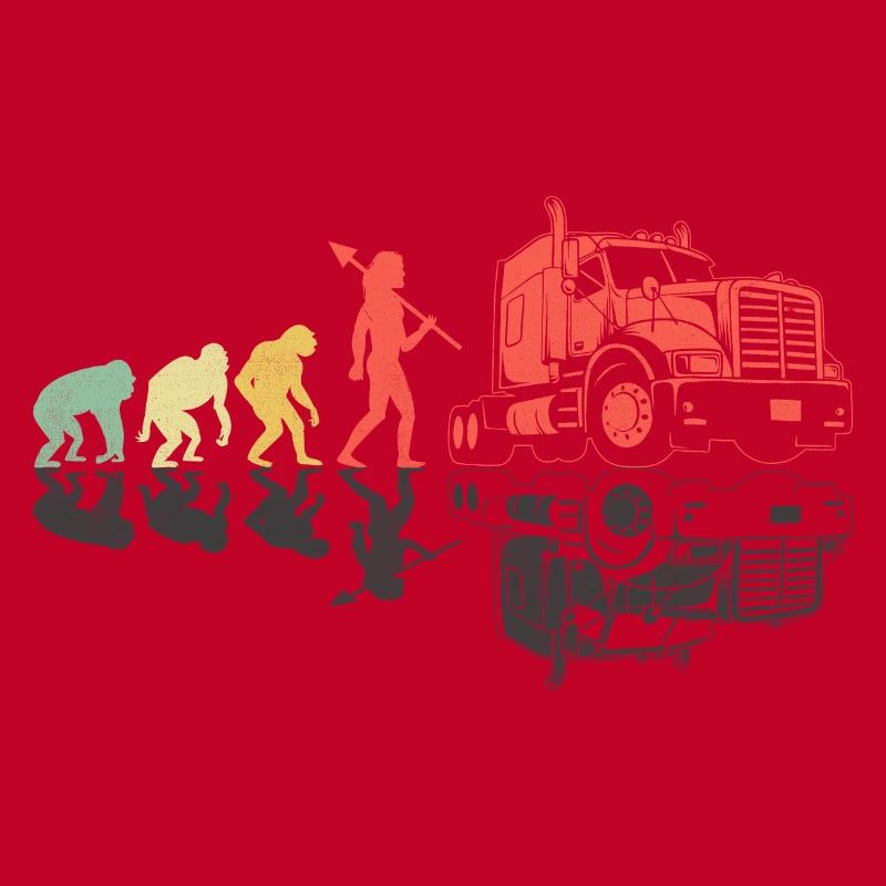 Trucker Evolution Driving Dad Trucker Father Truck