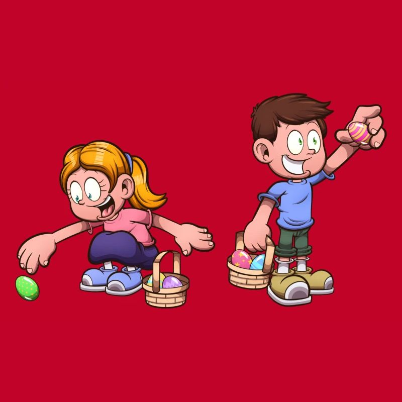 Kids Doing An Easter Egg Hunt
