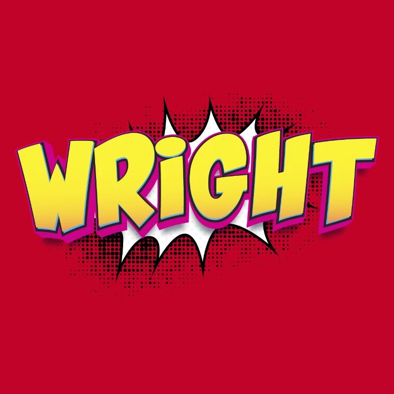 Wright benutzerdefinierter Name Comic-Buch-Stil Pop-Art,