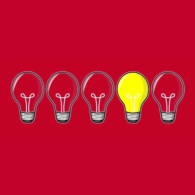 5 light bulbs - light on