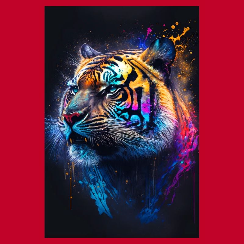 Farbiger Tiger mit Klecksen