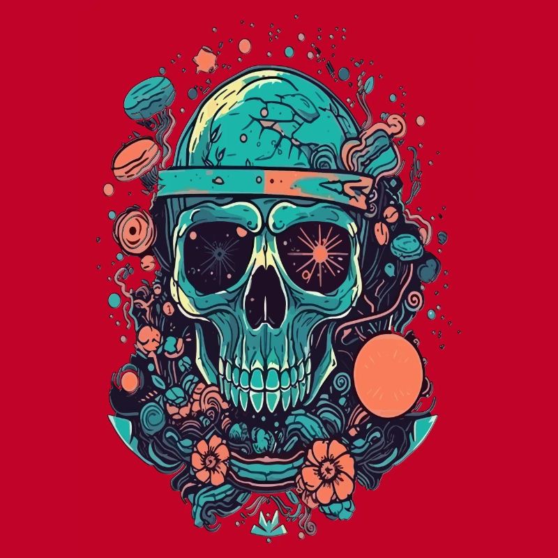 vector psychedelic skull illustration magic Design