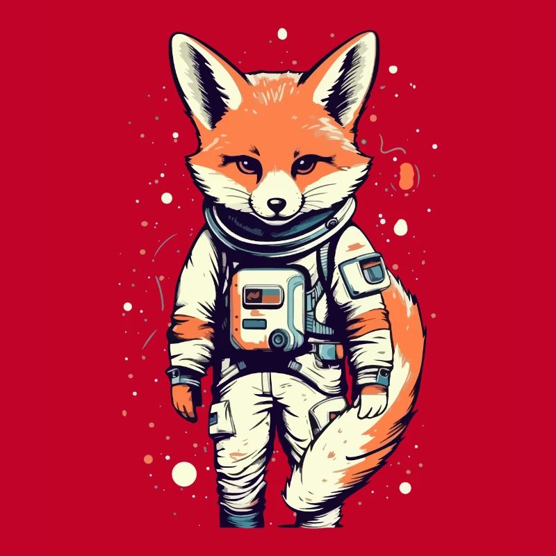 Renard mignon dans l’espace - Dessin animé d’astronaute