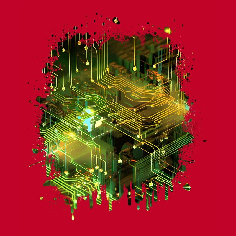 Abstract Art: Digital Data Stream Mainboard