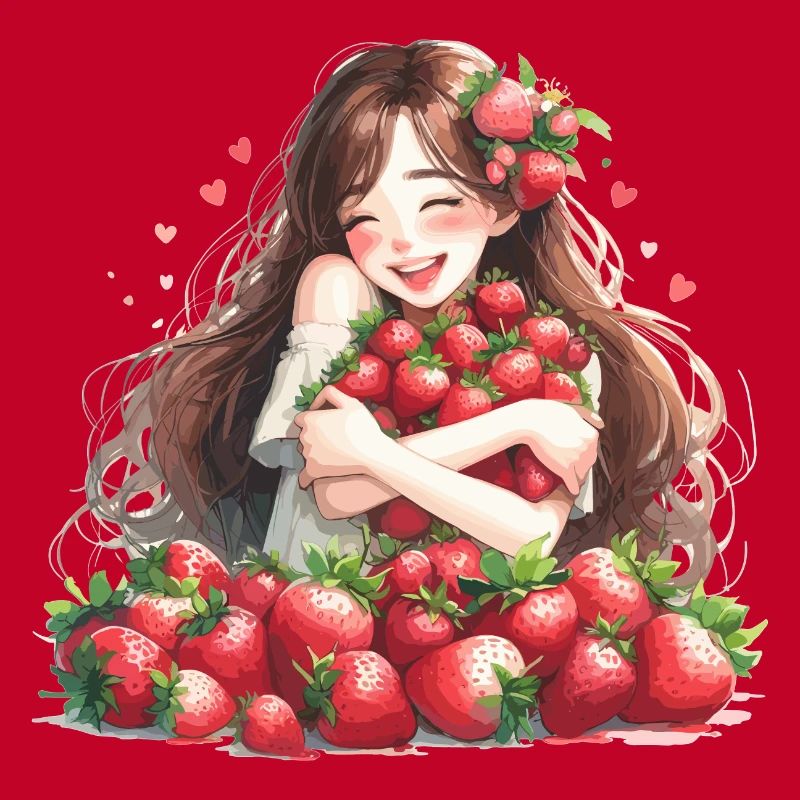 Erdbeermädchen Erdbeeren Geschenk