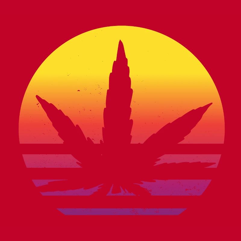Cannabis Leaf Retro Coucher de soleil