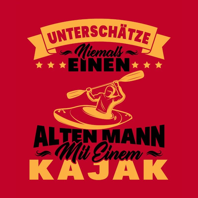 Alten mann mit einem Kajak