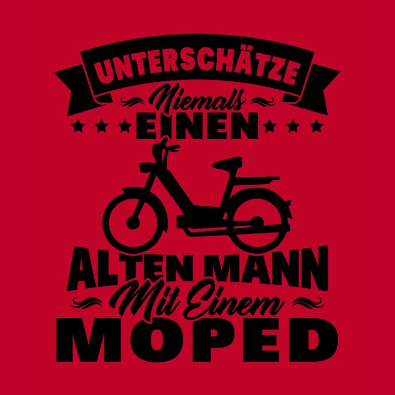 Alten mann mit einem Moped