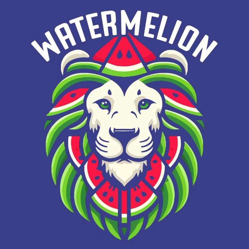 Lion d'été drôle de pastèque