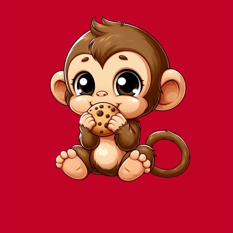 Mignon chimpanzé grignote sur des biscuits